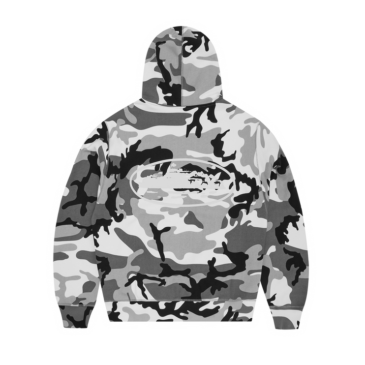 Corteiz Island Puff Print Zip Hoodie Artic Camo