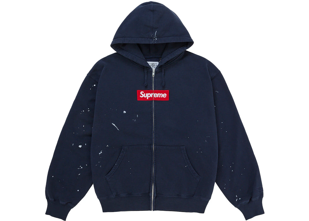 Supreme MM6 Maison Margiela Box Logo Zip Up Hooded Sweatshirt Navy - SUPR-SMMMBLZU-MULTI