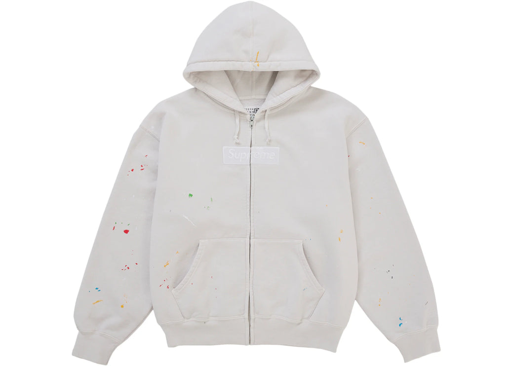 Supreme MM6 Maison Margiela Box Logo Zip Up Hooded Sweatshirt White - SUPR-SMMMBLZU-MULTI