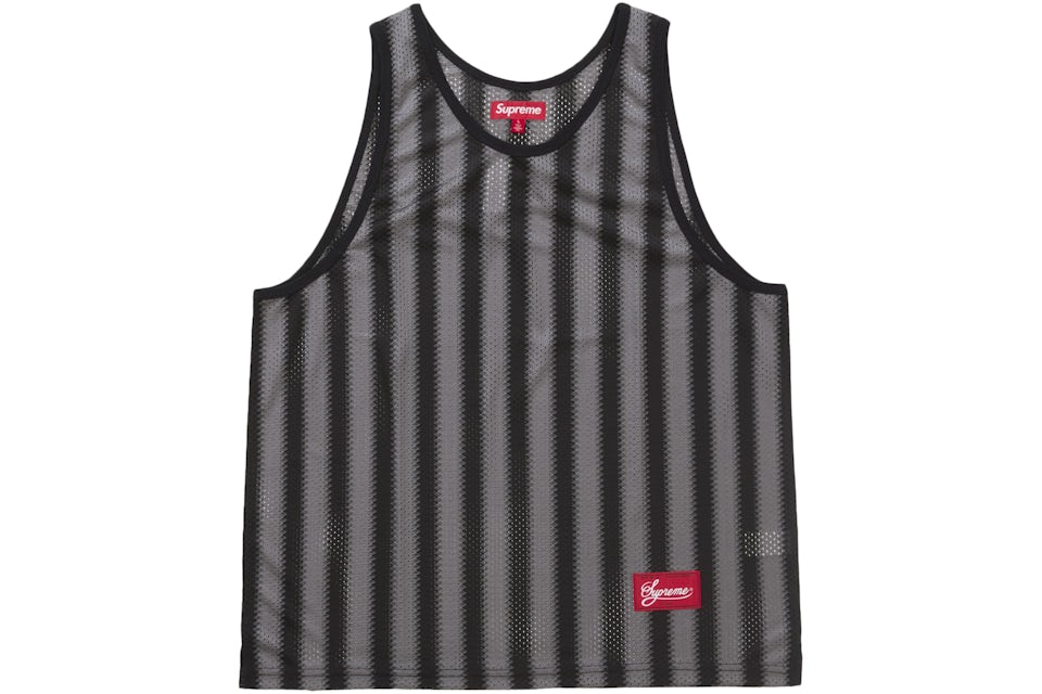 Supreme Stripe Mesh Tank Top Black