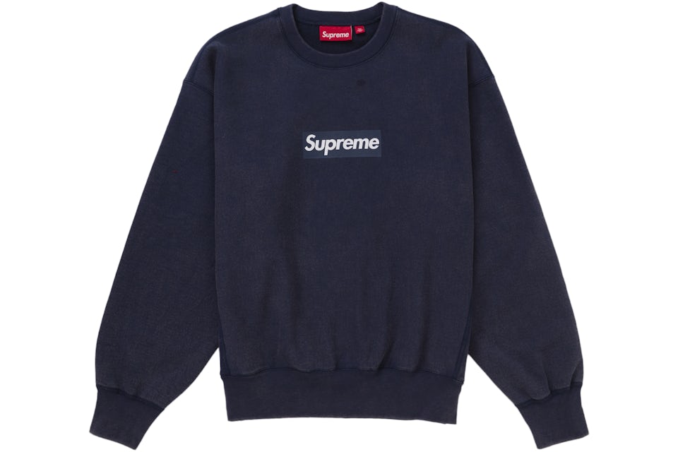 Supreme Washed Box Logo Crewneck Navy