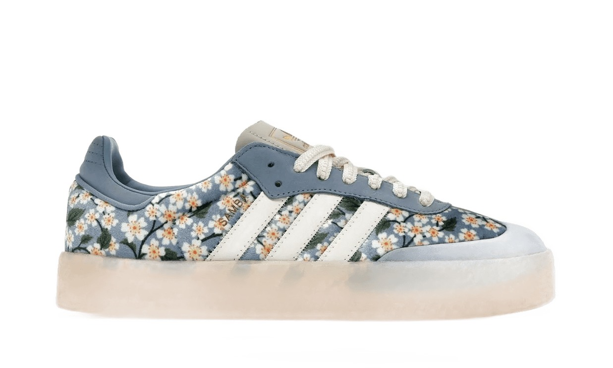 Sambae Liberty London Floral Embroidery Blue Cream White - JQ6046