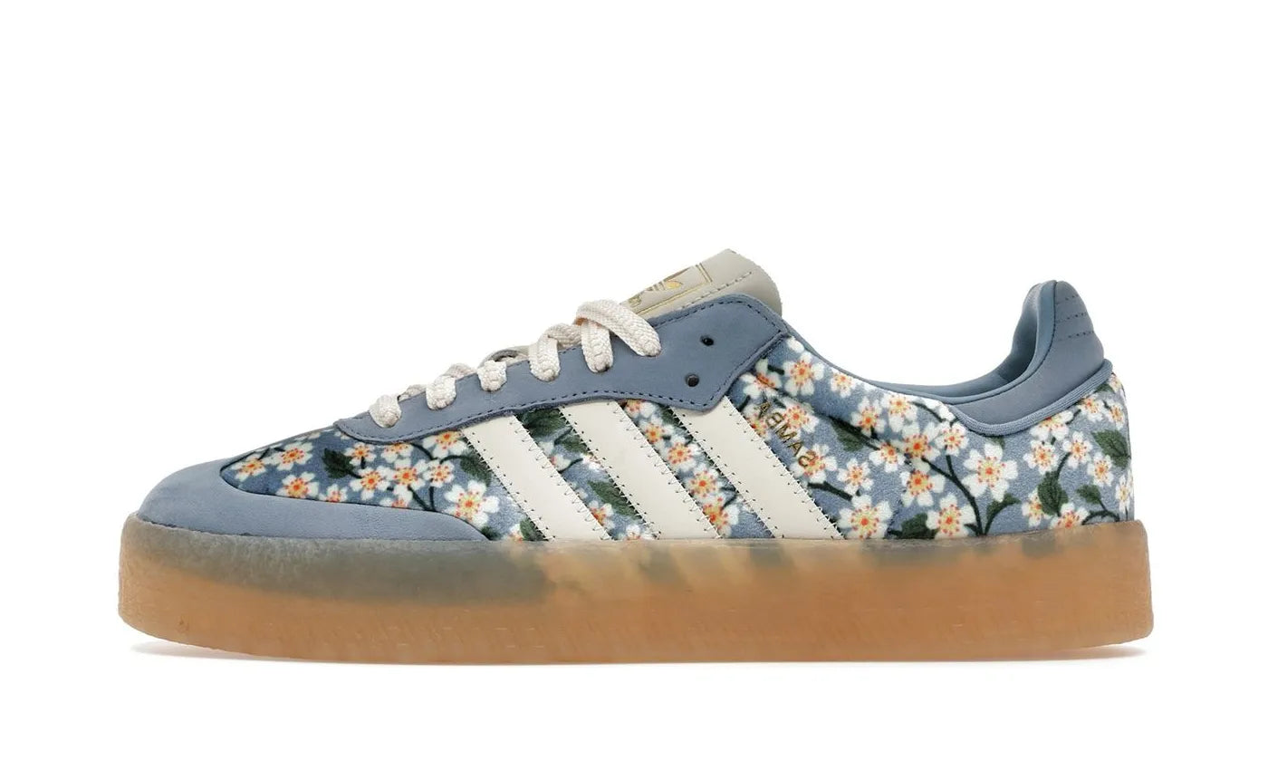 Adidas Sambae Liberty London Floral Embroidery Blue Cream White