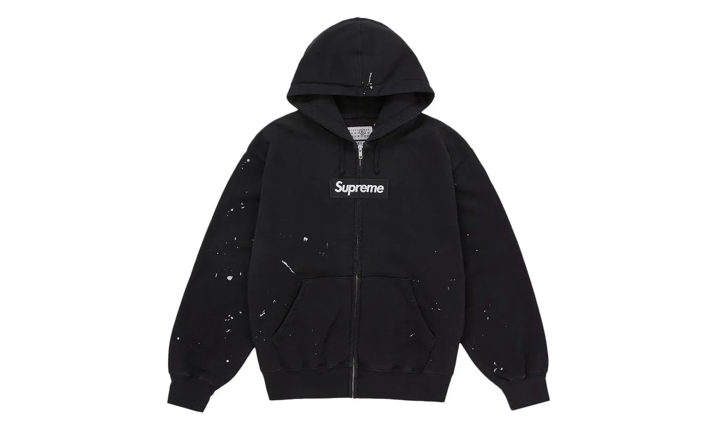 Supreme MM6 Maison Margiela Box Logo Zip Up Hooded Sweatshirt Black